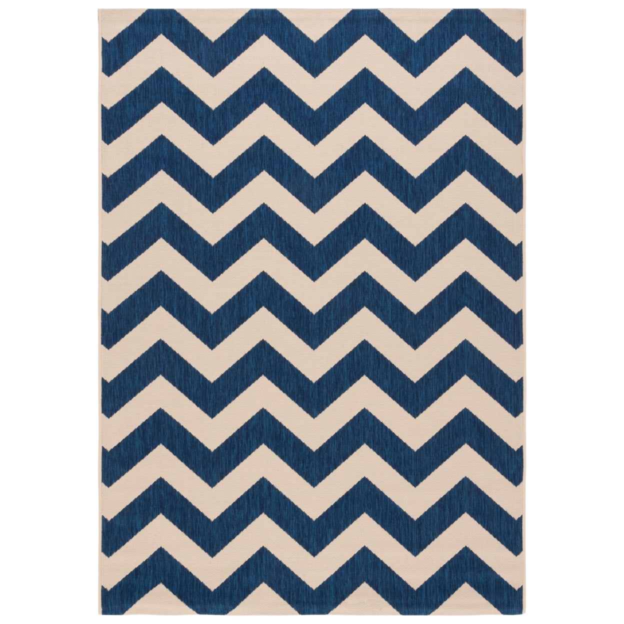 Navy and Beige Chevron Outdoor Area Rug