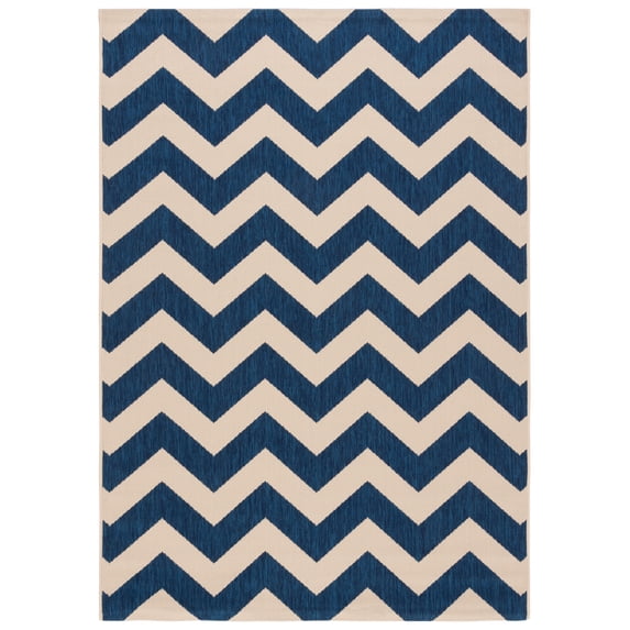 Safavieh Courtyard Bailey Chevron Indoor/Outdoor Area Rug, Navy/Beige, 5'3" x 7'7"