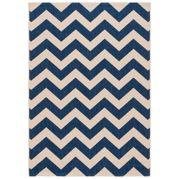 Safavieh Courtyard Bailey Chevron Indoor/Outdoor Area Rug, Navy/Beige, 5'3" x 7'7"