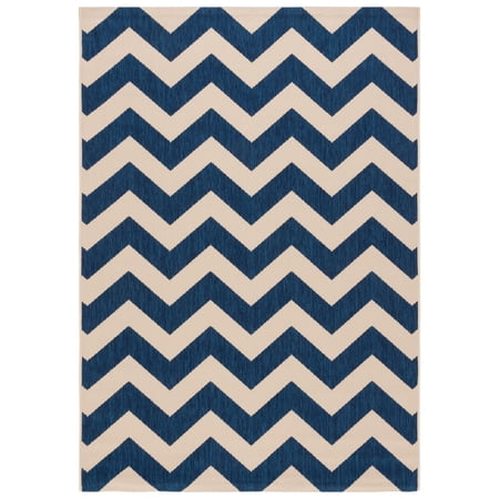 Safavieh Courtyard Bailey Chevron Indoor/Outdoor Area Rug, Navy/Beige, 5'3" x 7'7"