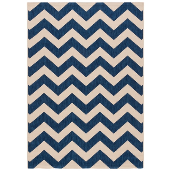 Safavieh Courtyard Bailey Chevron Indoor/Outdoor Area Rug, Navy/Beige, 5'3" x 7'7"