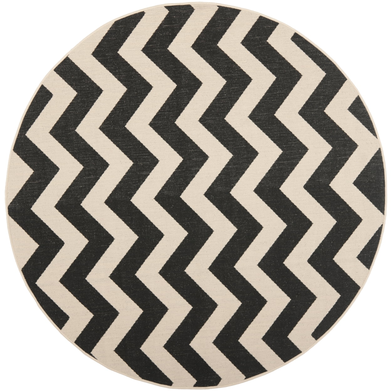Safavieh Courtyard Bailey Chevron Indoor/Outdoor Area Rug, 6'7" x 6'7" Round, Black/Beige
