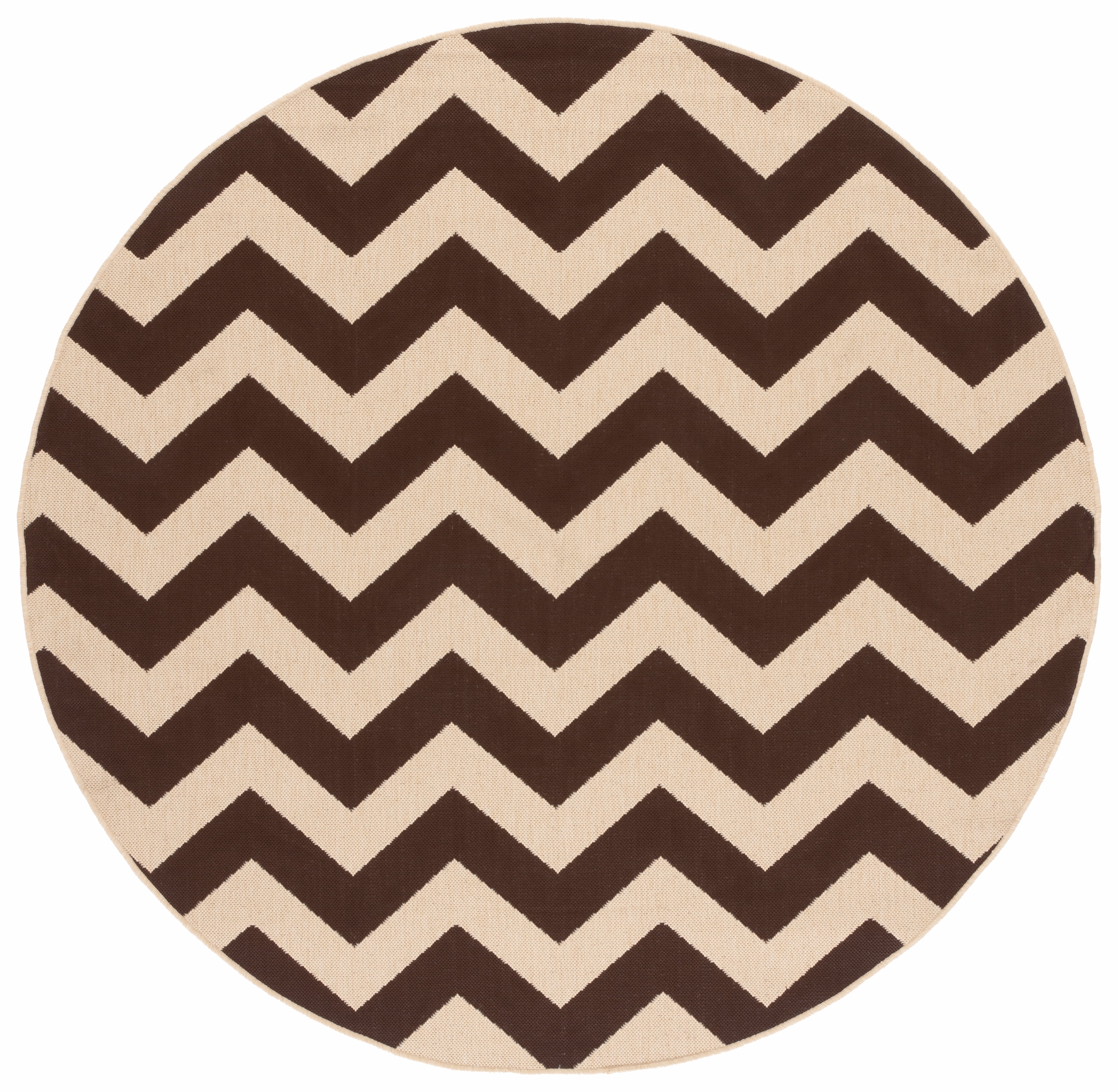 Safavieh Courtyard Bailey Chevron Indoor/Outdoor Area Rug, Dark Brown, 6'7" x 6'7" Round