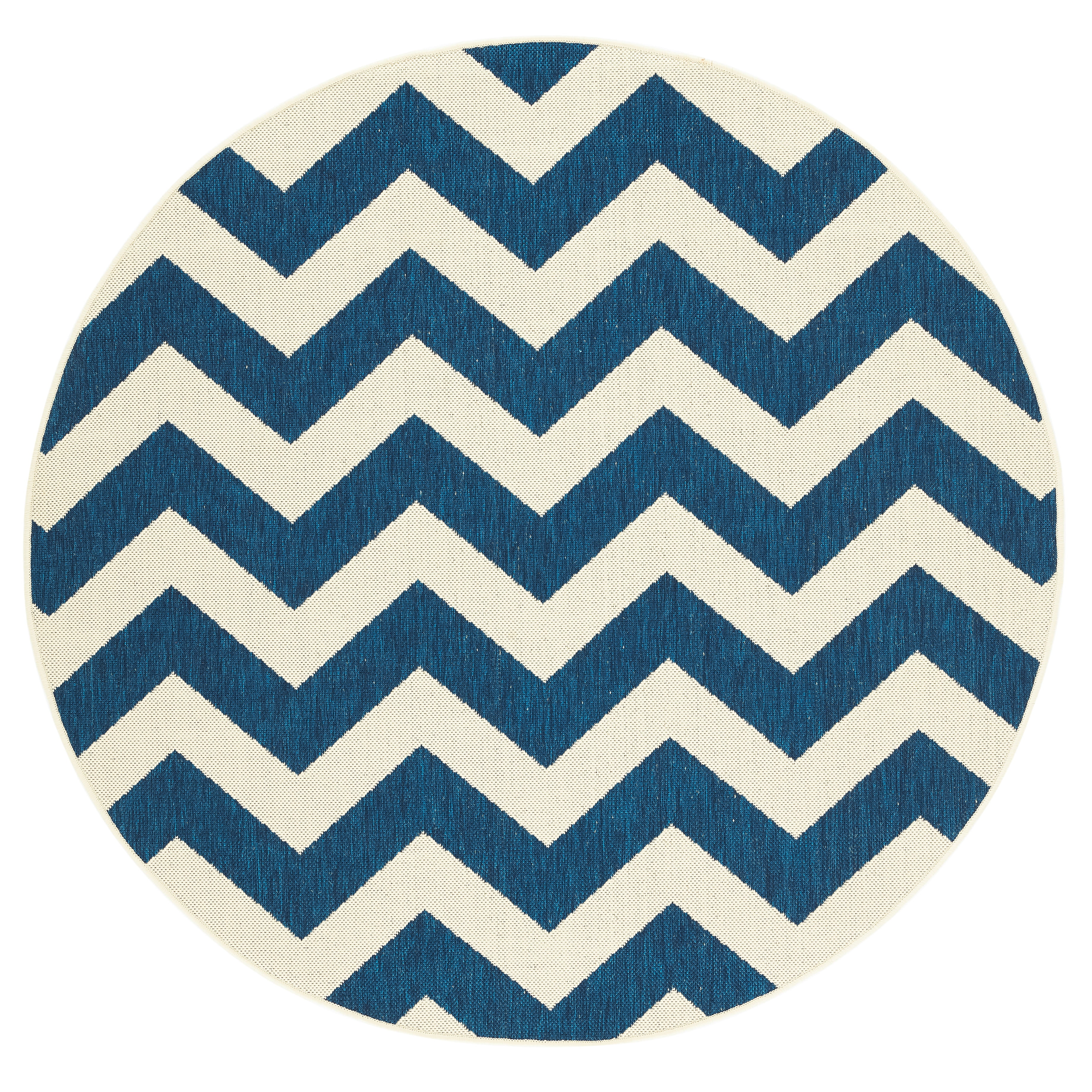 Safavieh Courtyard Bailey Chevron Indoor/Outdoor Area Rug, Navy/Beige, 6'7" x 6'7" Round