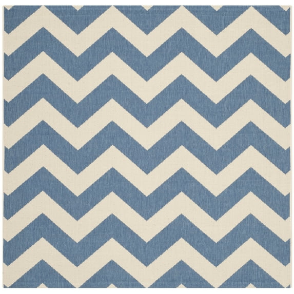 Safavieh Courtyard Bailey Chevron Indoor/Outdoor Area Rug, 6'7" x 6'7" Square, Blue/Beige