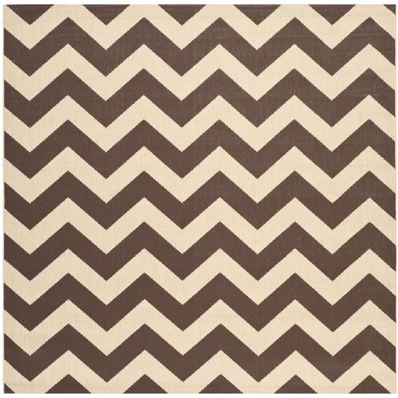 Safavieh Courtyard Bailey Chevron Indoor/Outdoor Area Rug, Dark Brown, 6'7" x 6'7" Square