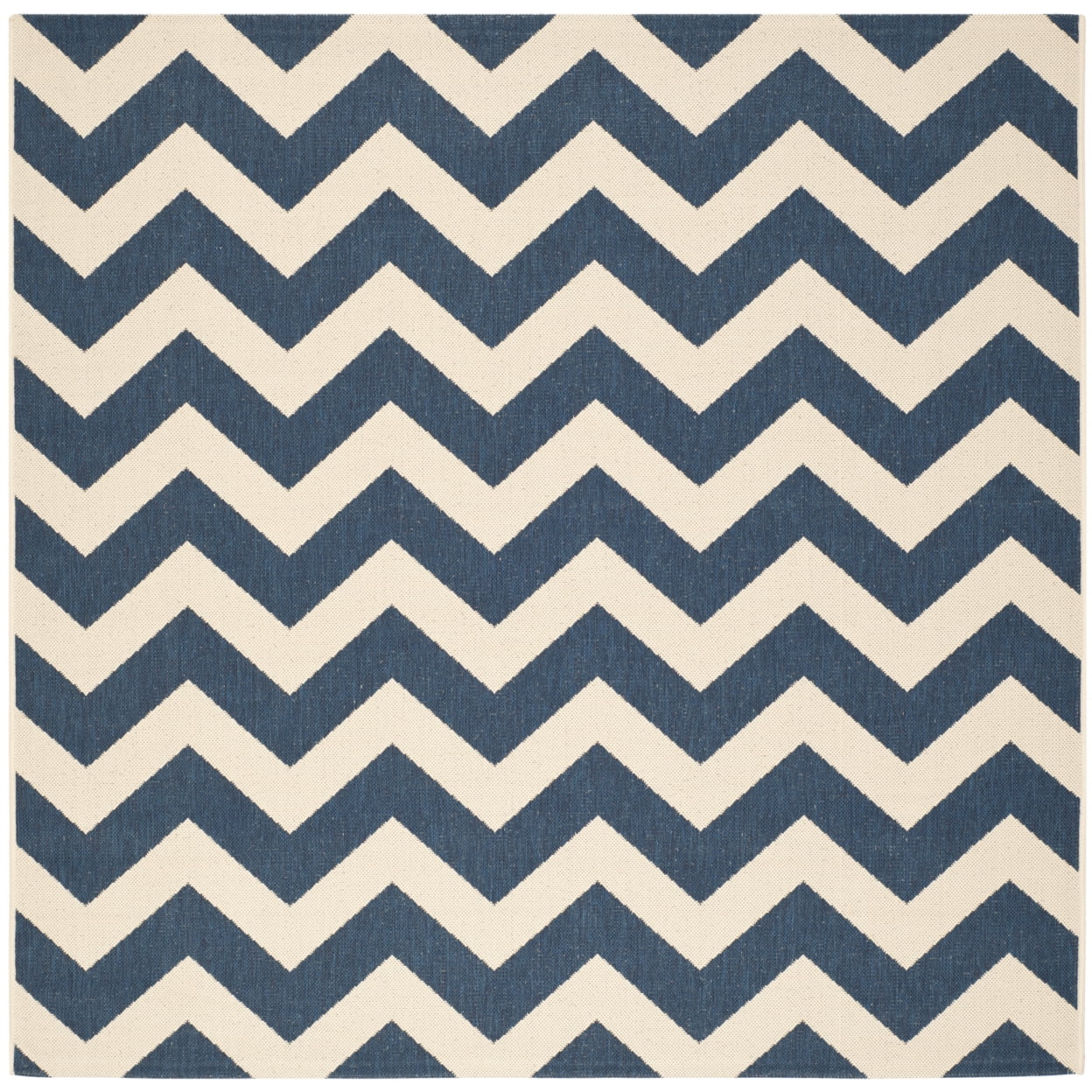 Navy and Beige Chevron Square Outdoor Area Rug
