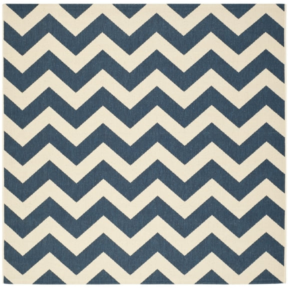 Safavieh Courtyard Bailey Chevron Indoor/Outdoor Area Rug, 6'7" x 6'7" Square, Navy/Beige
