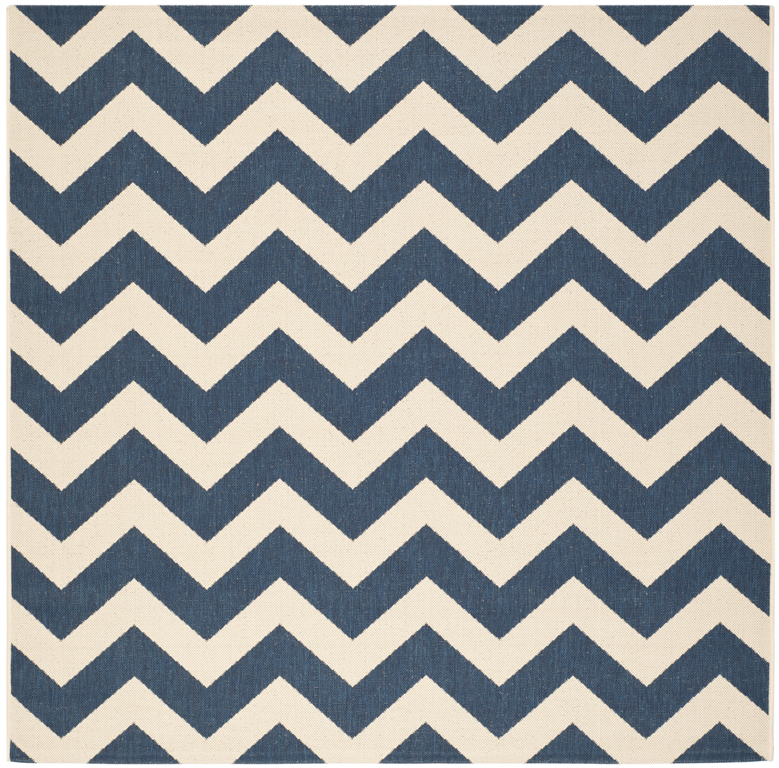 Safavieh Courtyard Bailey Chevron Indoor/Outdoor Area Rug, Navy/Beige, 6'7" x 6'7" Square