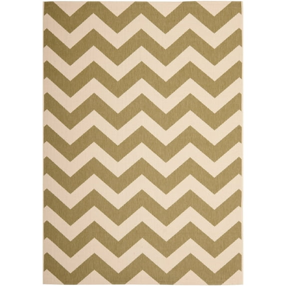 Safavieh Courtyard Bailey Chevron Indoor/Outdoor Area Rug, 6'7" x 9'6", Green/Beige