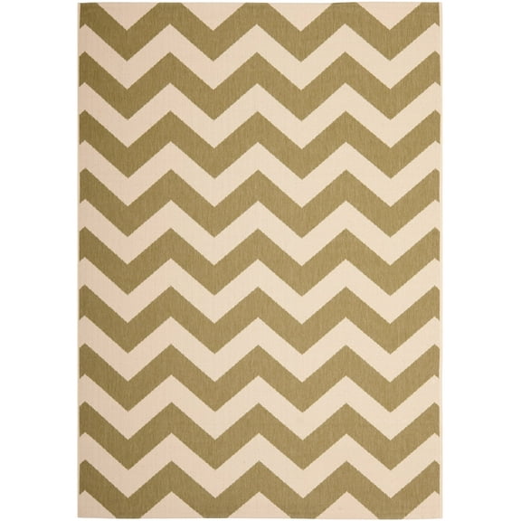 Safavieh Courtyard Bailey Chevron Indoor/Outdoor Area Rug, 6'7" x 9'6", Green/Beige