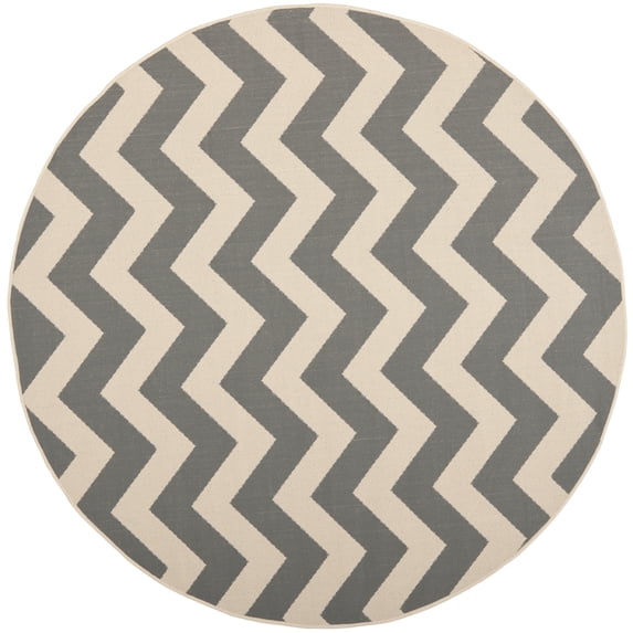Safavieh Courtyard Bailey Chevron Indoor/Outdoor Area Rug, Gray/Beige, 7'10" x 7'10" Round