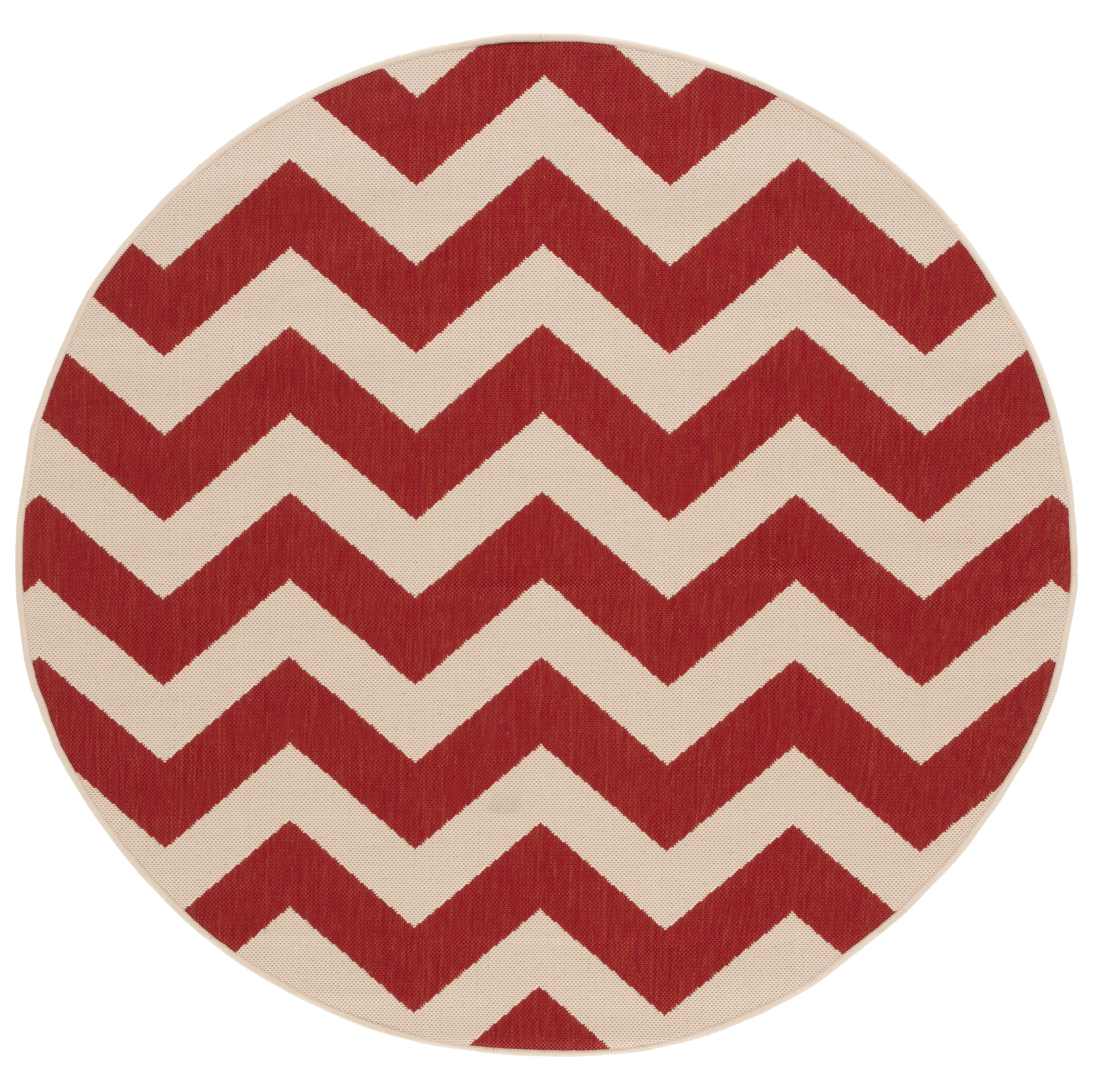 Safavieh Courtyard Bailey Chevron Indoor/Outdoor Area Rug, Red, 7'10" x 7'10" Round