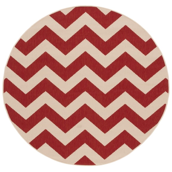 Safavieh Courtyard Bailey Chevron Indoor/Outdoor Area Rug, Red, 7'10" x 7'10" Round