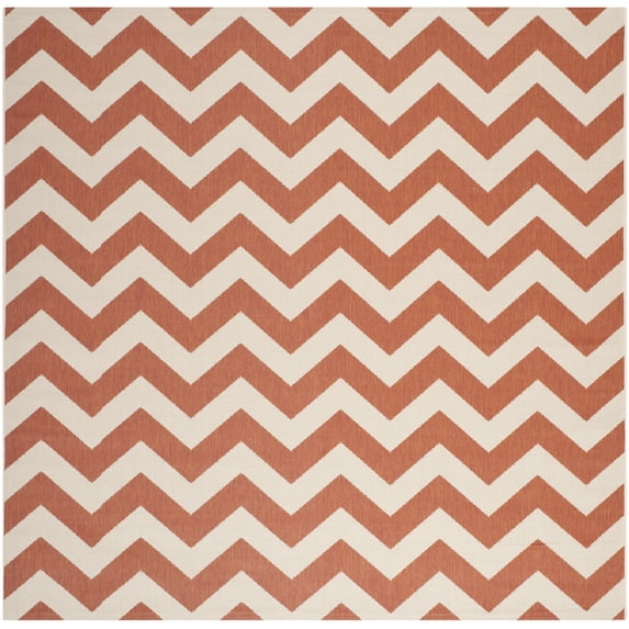 Safavieh Courtyard Bailey Chevron Indoor/Outdoor Area Rug, Terracotta/Beige, 7'10" x 7'10" Square