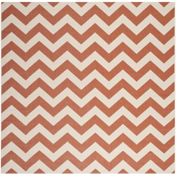 Safavieh Courtyard Bailey Chevron Indoor/Outdoor Area Rug, Terracotta/Beige, 7'10" x 7'10" Square