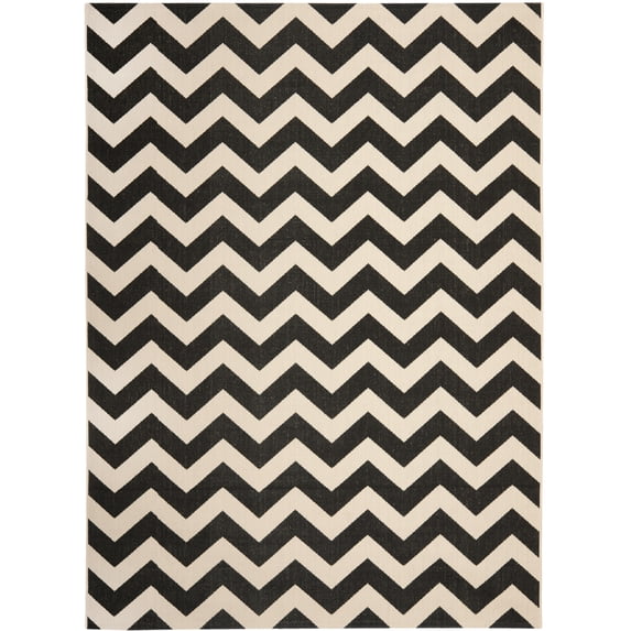 Safavieh Courtyard Bailey Chevron Indoor/Outdoor Area Rug, Black/Beige, 8' x 11'