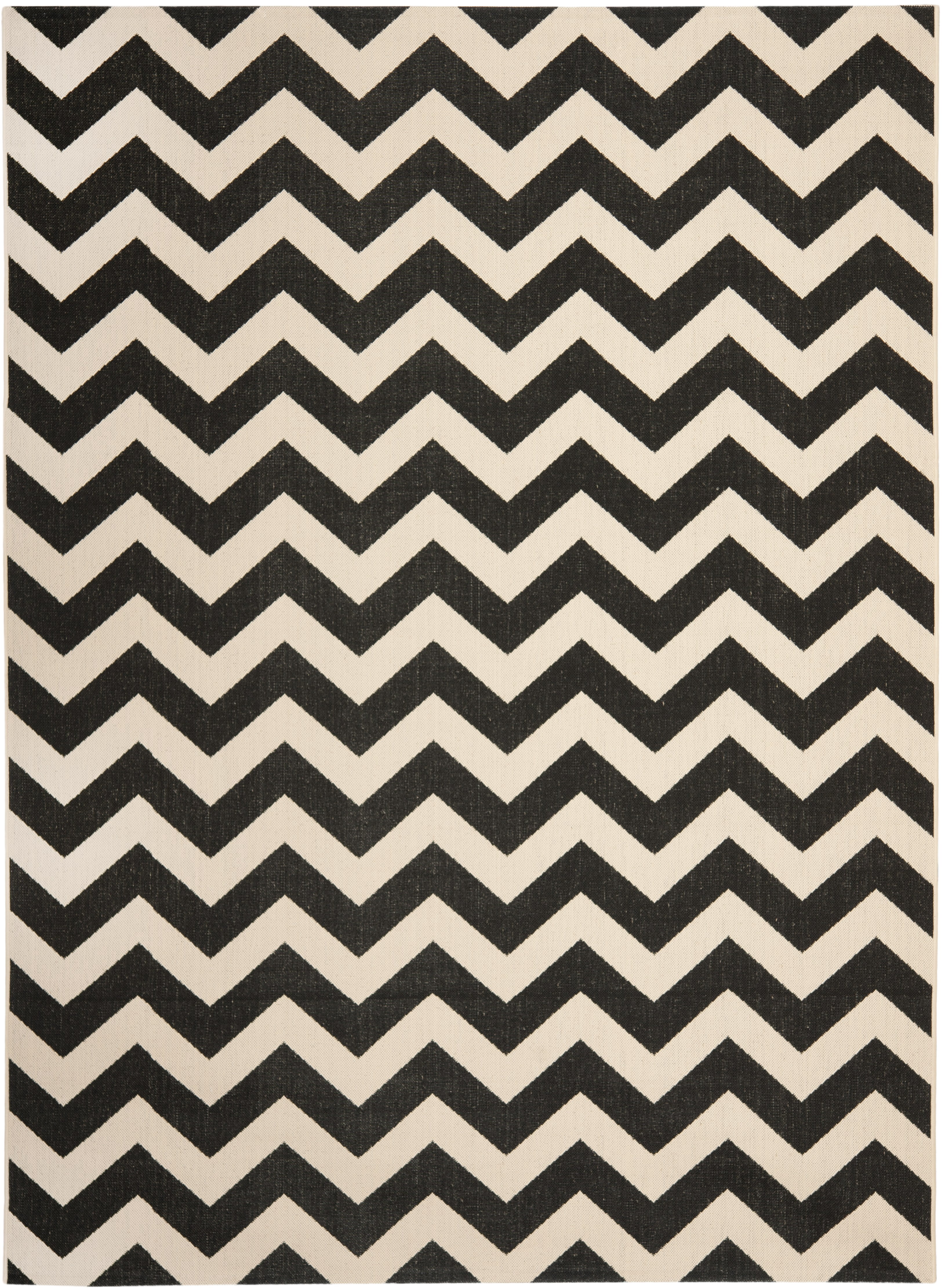 Safavieh Courtyard Bailey Chevron Indoor/Outdoor Area Rug, Black/Beige, 9' x 12'
