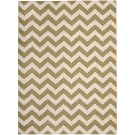 Safavieh Courtyard Bailey Chevron Indoor/Outdoor Area Rug, Green/Beige, 9' x 12'