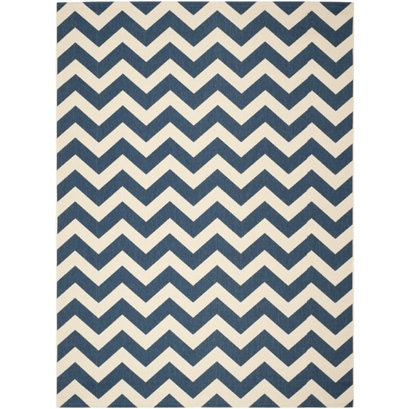 Safavieh Courtyard Bailey Chevron Indoor/Outdoor Area Rug, Navy/Beige, 9' x 12'