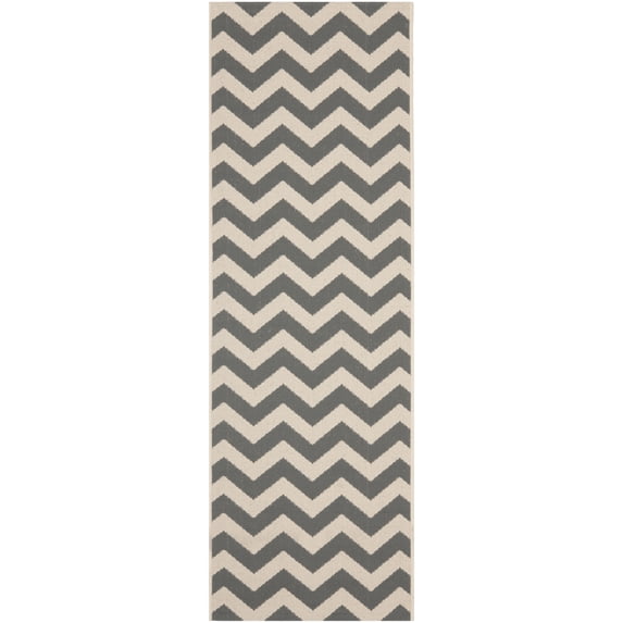 Safavieh Courtyard Bailey Chevron Indoor/Outdoor Runner Rug, Gray/Beige, 2'3" x 10'