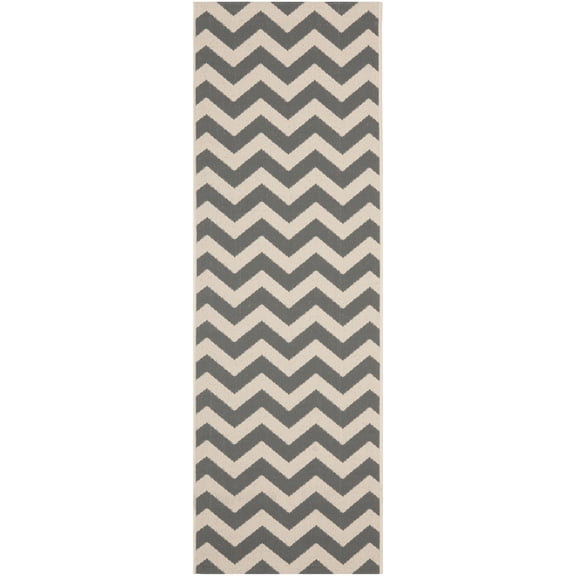 Safavieh Courtyard Bailey Chevron Indoor/Outdoor Runner Rug, Gray/Beige, 2'3" x 10'