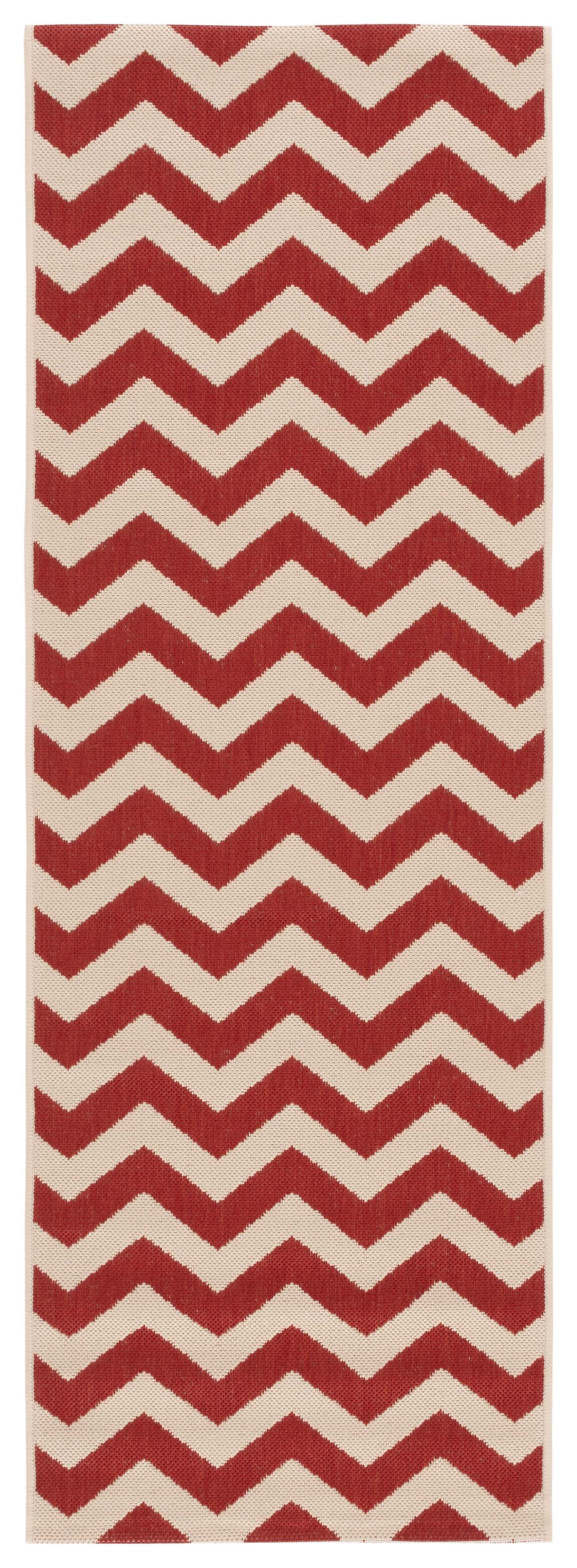 Safavieh Courtyard Bailey Chevron Indoor/Outdoor Runner Rug, Red, 2'3" x 10'