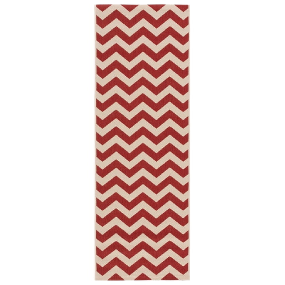 Safavieh Courtyard Bailey Chevron Indoor/Outdoor Runner Rug, Red, 2'3" x 10'
