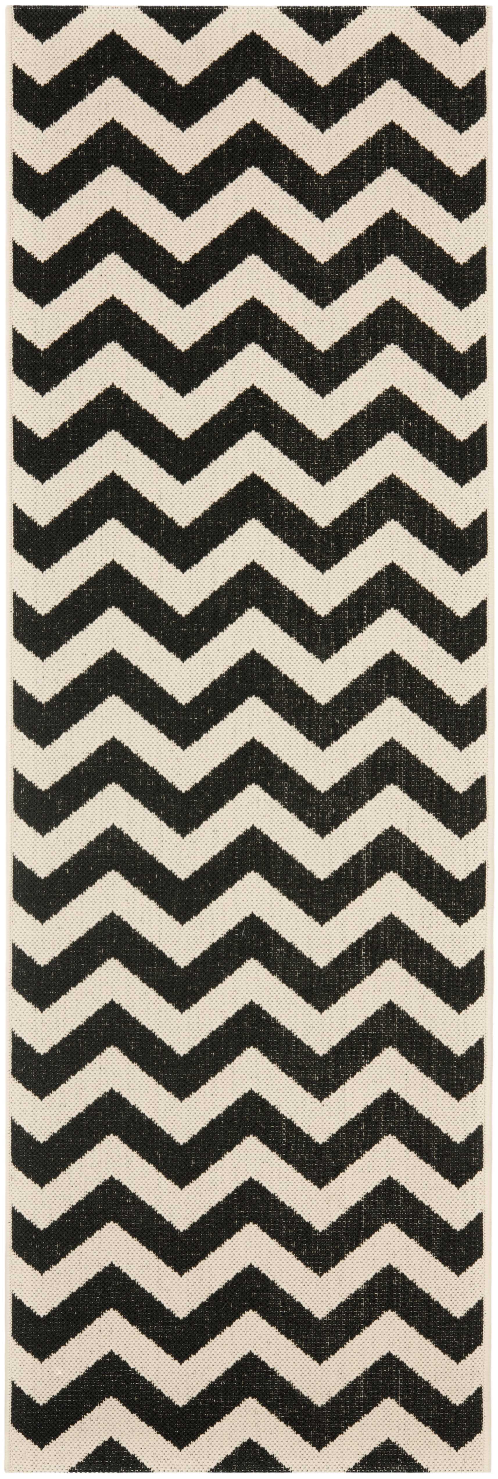 Safavieh Courtyard Bailey Chevron Indoor/Outdoor Runner Rug, Black/Beige, 2'3" x 12'