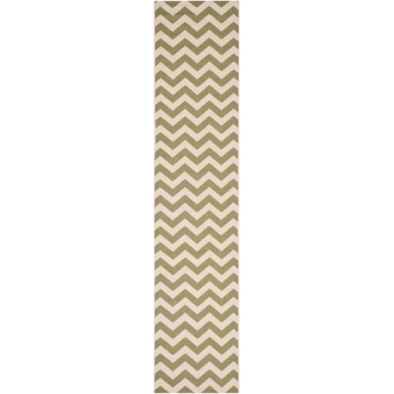 Safavieh Courtyard Bailey Chevron Indoor/Outdoor Runner Rug, Green/Beige, 2'3" x 12'