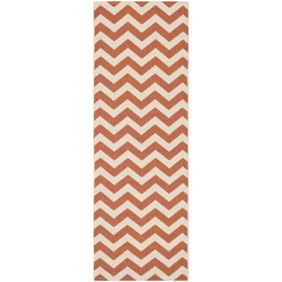 Safavieh Courtyard Bailey Chevron Indoor/Outdoor Runner Rug, Terracotta/Beige, 2'3" x 6'7"