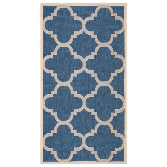 Safavieh Courtyard Becky Geometric Indoor/Outdoor Area Rug, Blue/Beige, 2'7" x 5'