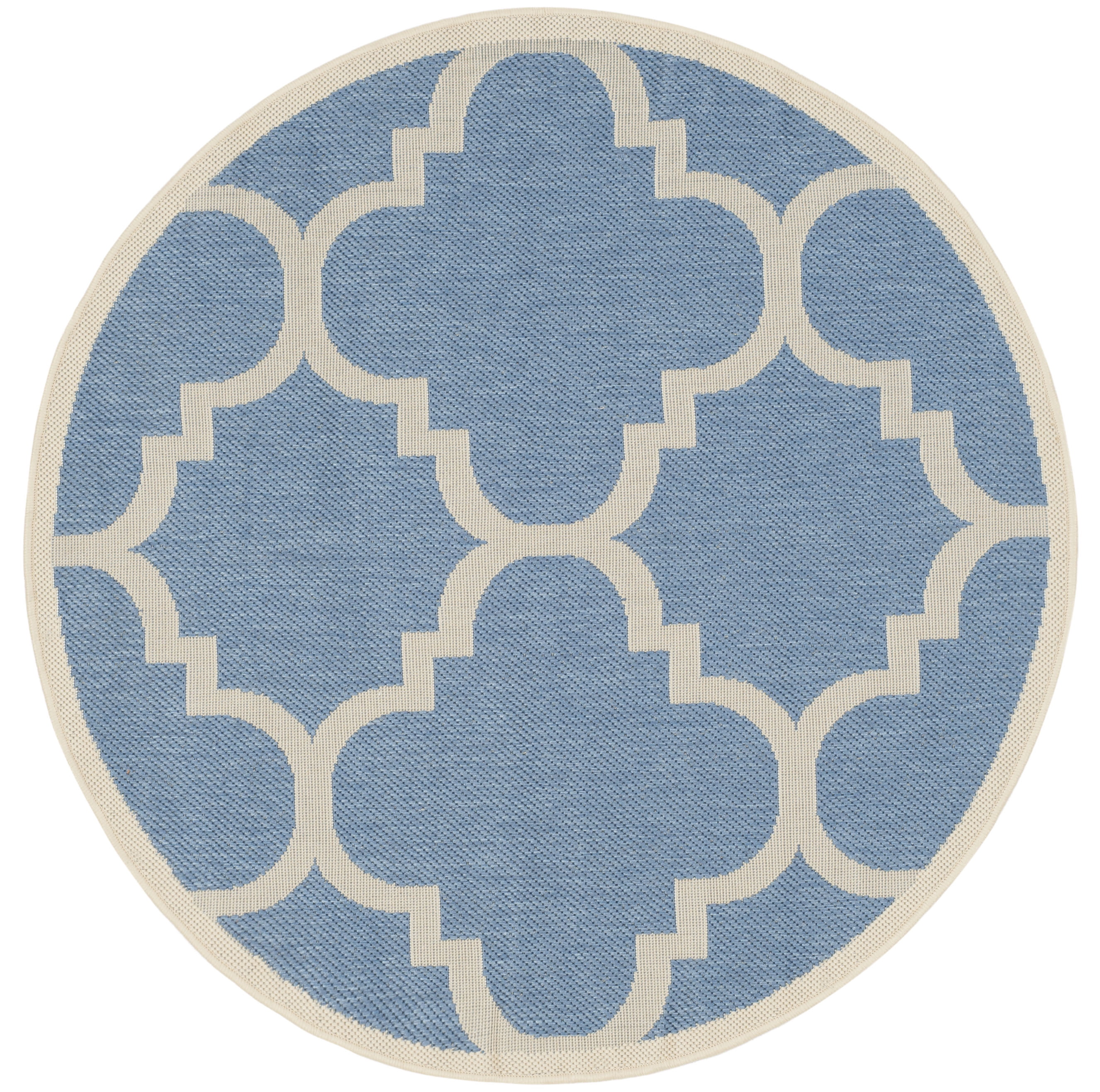 Safavieh Courtyard Becky Geometric Indoor/Outdoor Area Rug, Blue/Beige, 4' x 4' Round