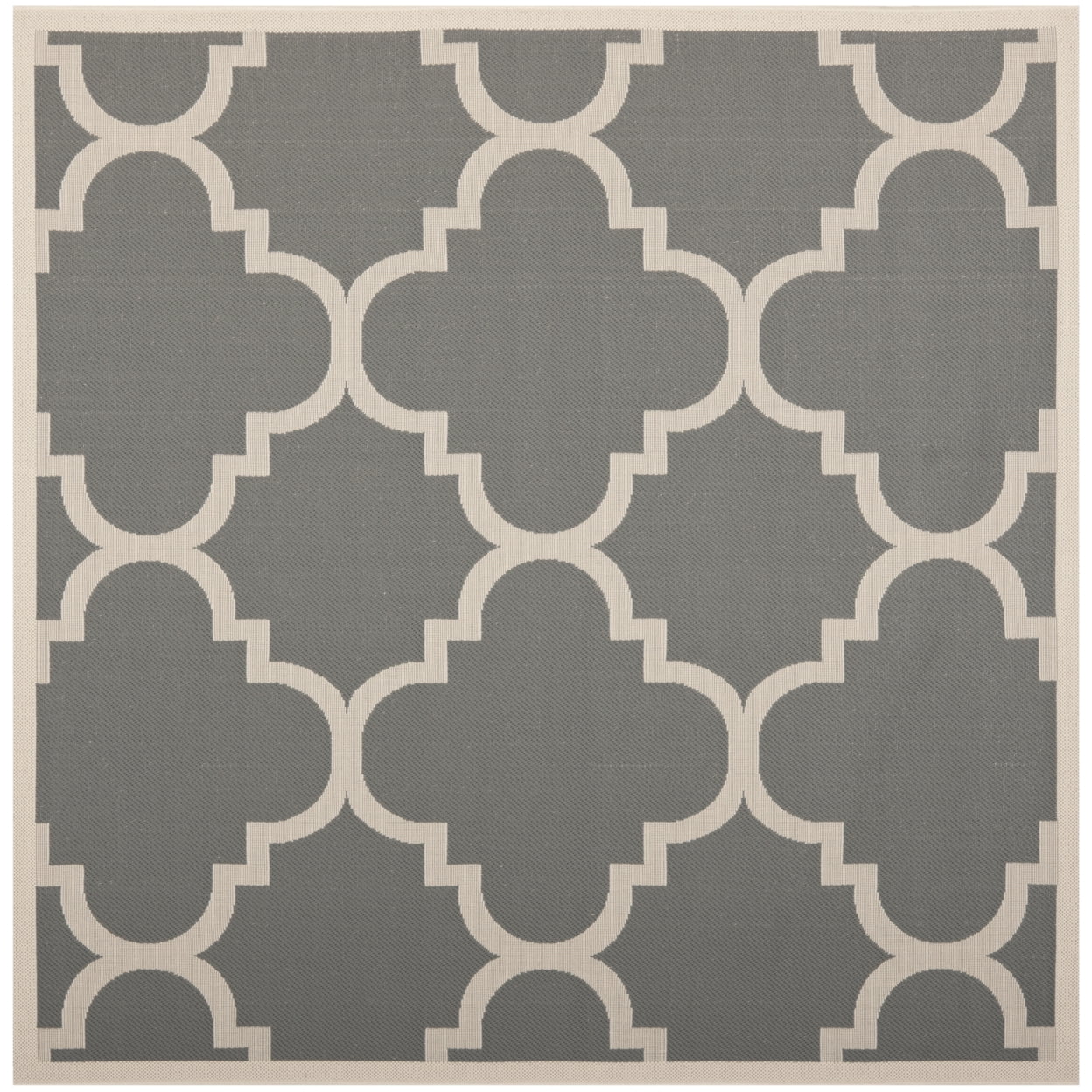 Modern Grey/Beige Synthetic 4'x4' Square Indoor/Outdoor Rug