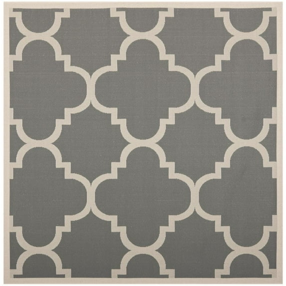 Safavieh Courtyard Becky Quatrefoil Indoor/Outdoor Area Rug, 4' x 4' Square, Grey/Beige