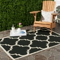 thumbnail image 1 of Safavieh Courtyard Becky Quatrefoil Indoor/Outdoor Area Rug, 4' x 5'7", Black/Beige, 1 of 8