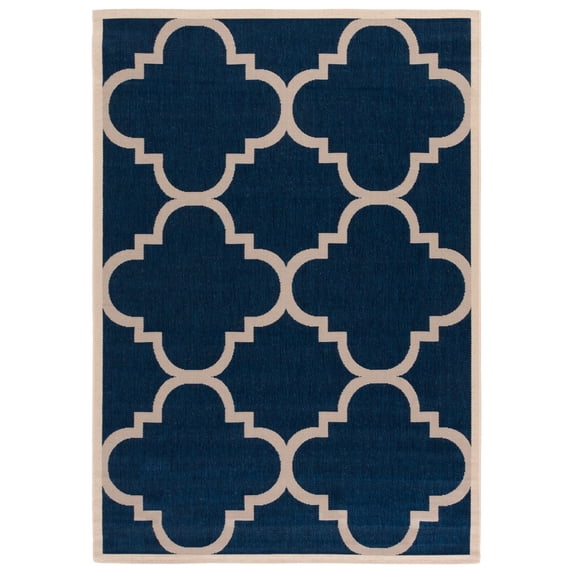 Safavieh Courtyard Becky Geometric Indoor/Outdoor Area Rug, Navy/Beige, 4' x 5'7"