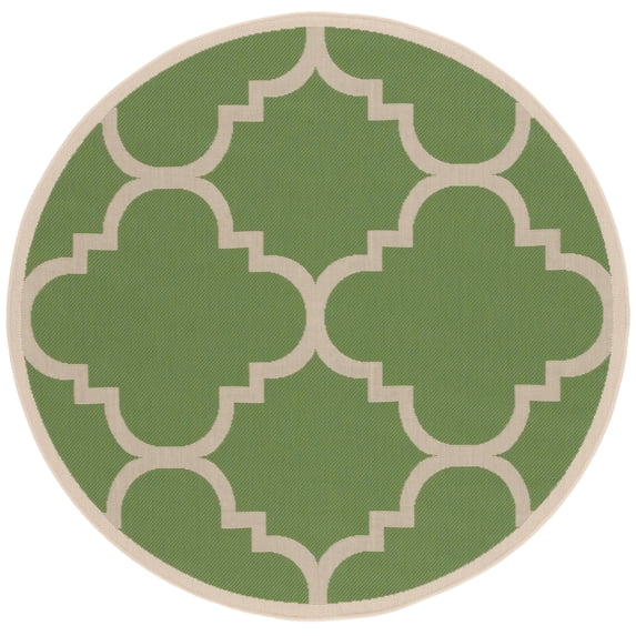 Safavieh Courtyard Becky Geometric Indoor/Outdoor Area Rug, Green/Beige, 5'3" x 5'3" Round