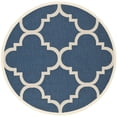 thumbnail image 1 of Safavieh Courtyard Becky Geometric Indoor/Outdoor Area Rug, Navy/Beige, 5'3" x 5'3" Round, 1 of 12