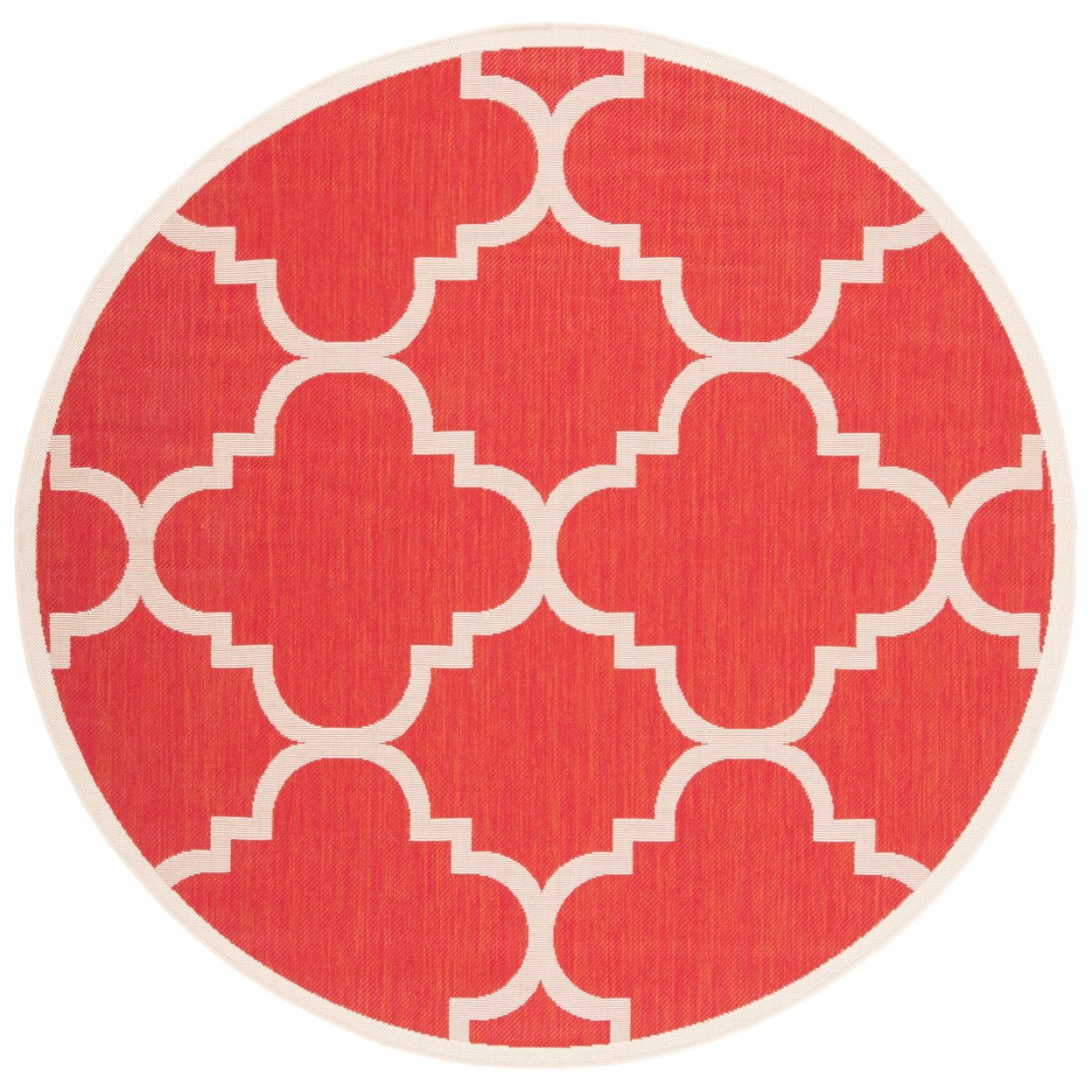 Reversible Red Synthetic 5'3" Round Indoor/Outdoor Rug