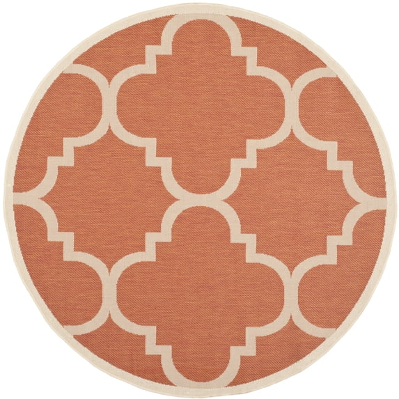 Safavieh Courtyard Becky Geometric Indoor/Outdoor Area Rug, Terracotta, 5'3" x 5'3" Round