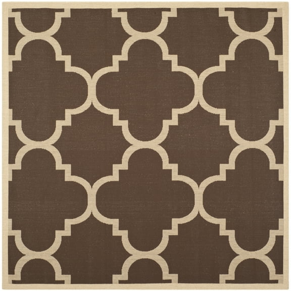 Safavieh Courtyard Becky Quatrefoil Indoor/Outdoor Area Rug, 5'3" x 5'3" Square, Dark Brown