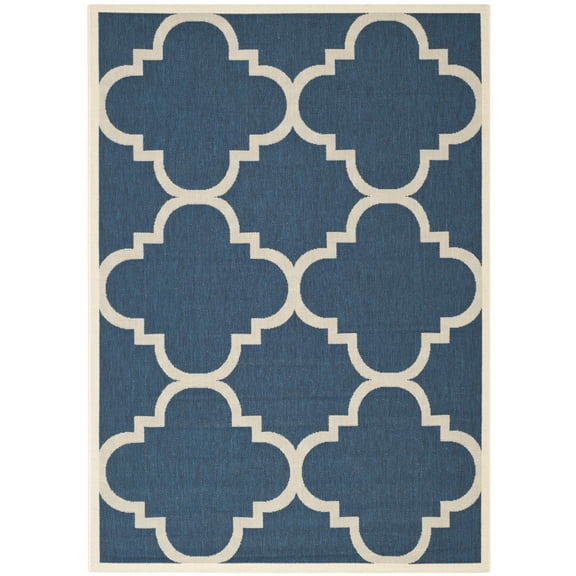Safavieh Courtyard Becky Quatrefoil Indoor/Outdoor Area Rug, 5'3" x 7'7", Navy/Beige