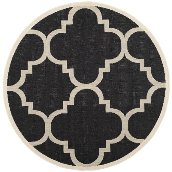 Safavieh Courtyard Becky Geometric Indoor/Outdoor Area Rug, Black/Beige, 6'7" x 6'7" Round