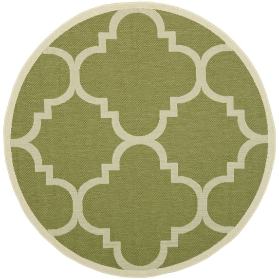 Safavieh Courtyard Becky Quatrefoil Indoor/Outdoor Area Rug, 6'7" x 6'7" Round, Green/Beige