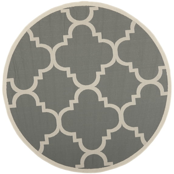 Safavieh Courtyard Becky Quatrefoil Indoor/Outdoor Area Rug, 6'7" x 6'7" Round, Grey/Beige