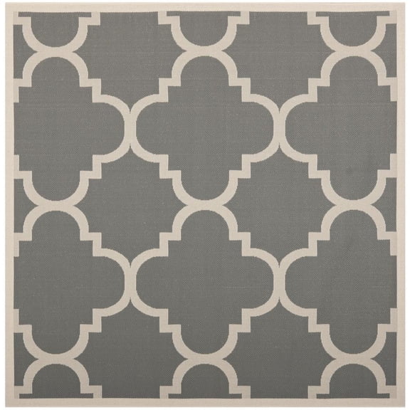 Safavieh Courtyard Becky Quatrefoil Indoor/Outdoor Area Rug, 6'7" x 6'7" Square, Grey/Beige