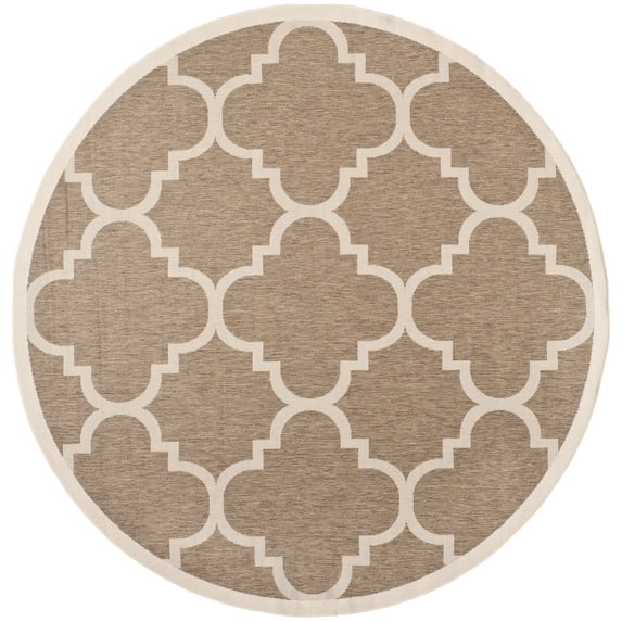 Safavieh Courtyard Becky Geometric Indoor/Outdoor Area Rug, Brown, 7'10" x 7'10" Round