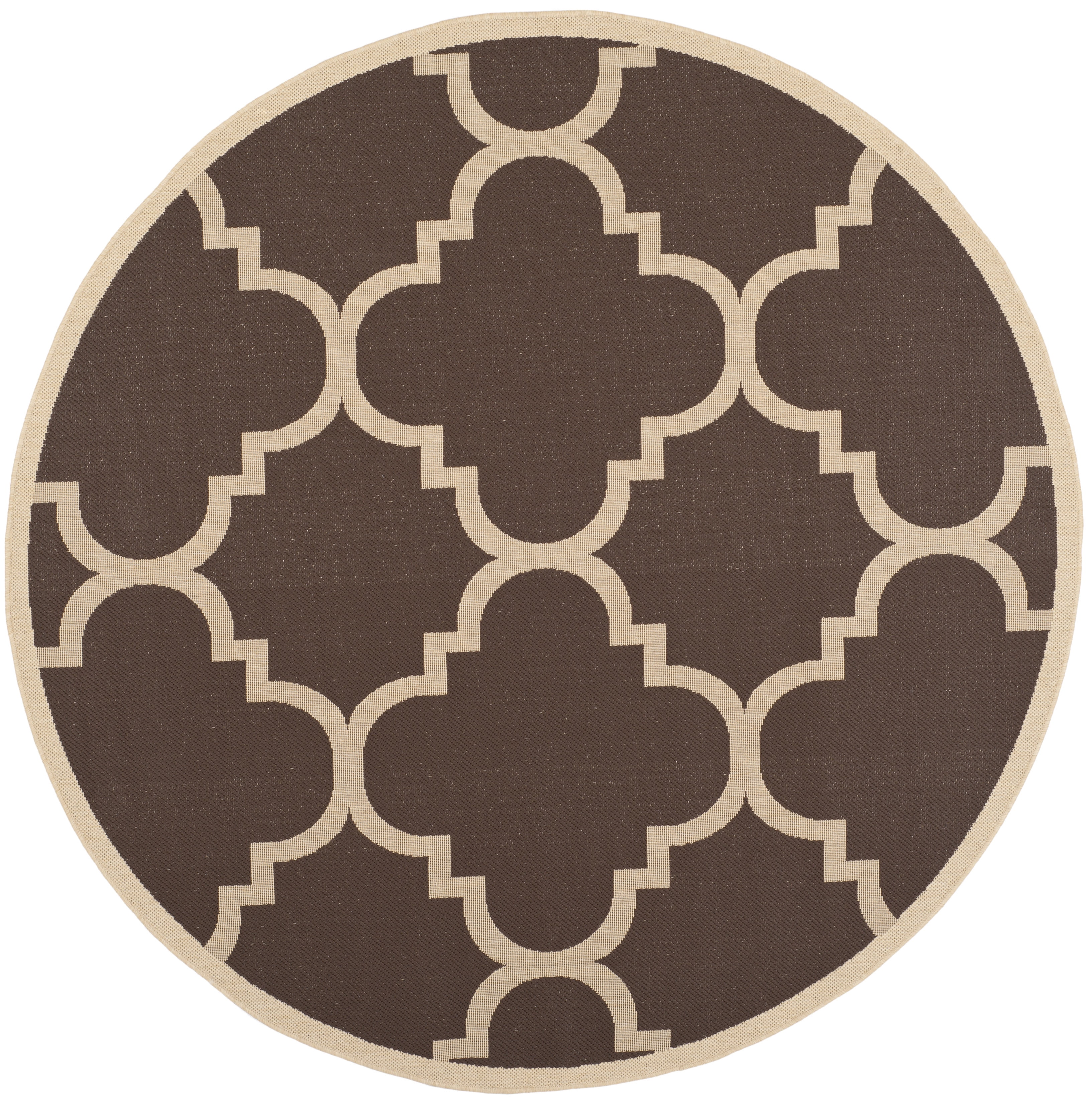 Safavieh Courtyard Becky Geometric Indoor/Outdoor Area Rug, Dark Brown, 7'10" x 7'10" Round