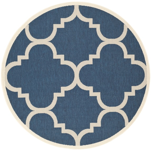 Safavieh Courtyard Becky Geometric Indoor/Outdoor Area Rug, Navy/Beige, 7'10" x 7'10" Round